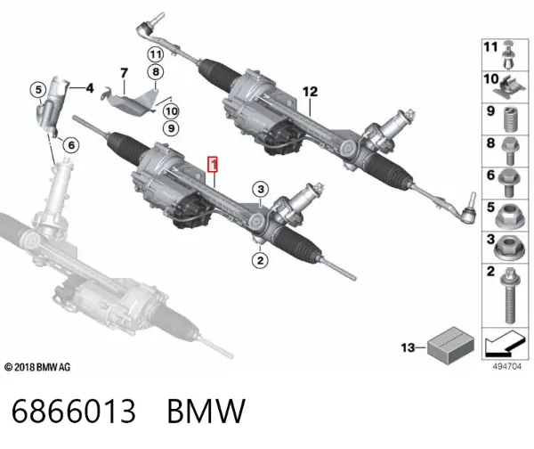 Рулевая рейка 6866013 BMW