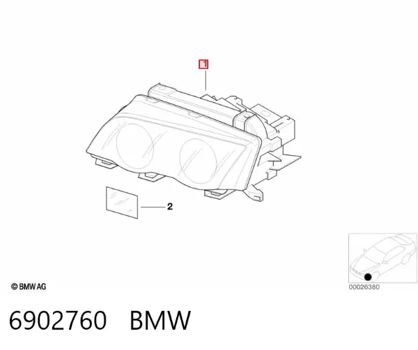 Правая фара 6902760 BMW