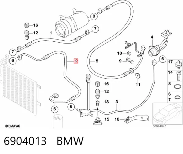 Шланг кондиционера, от радиатора к осушителю 6904013 BMW
