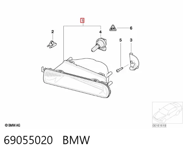 Фара противотуманная правая 69055020 BMW