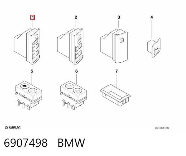Кнопочный блок управления стеклоподъемником передний левый 6907498 BMW