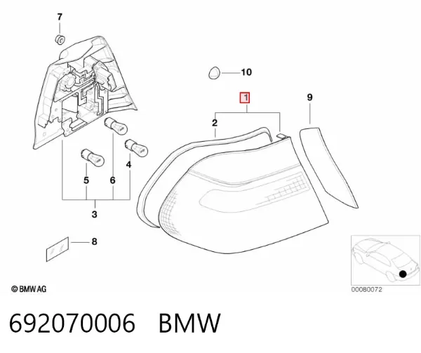 Фонарь задний правый внешний 692070006 BMW