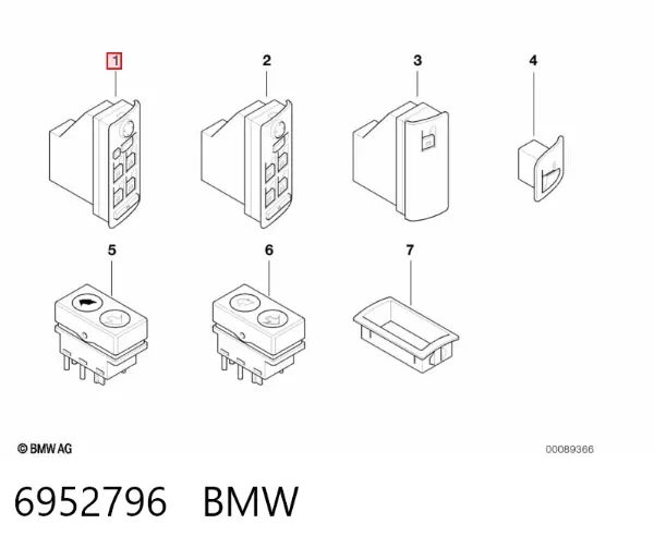 Кнопочный блок управления стеклоподъемником передний левый 6952796 BMW