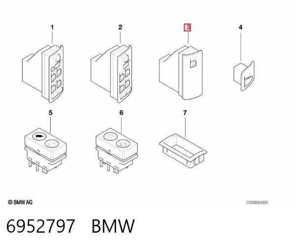 Кнопочный блок управления стеклоподъемником передний правый 6952797 BMW