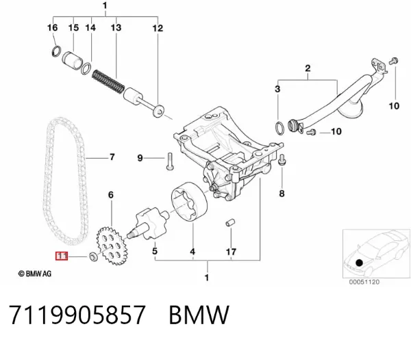 Гайка шестерни масляного насоса 7119905857 BMW