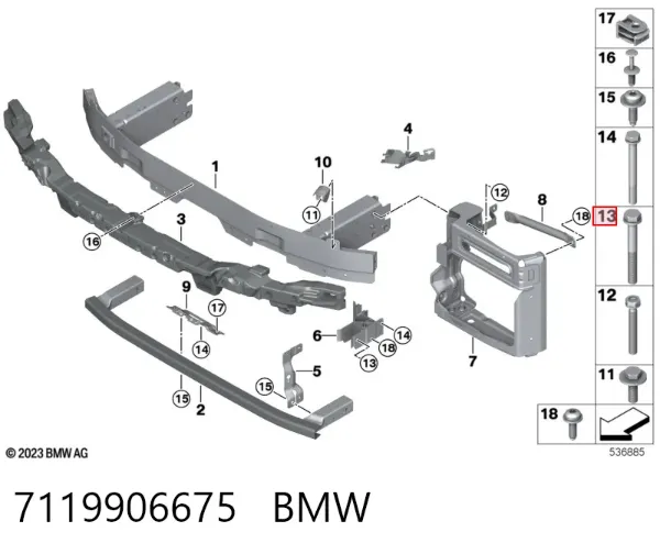 Болт нижнего рычага 7119906675 BMW
