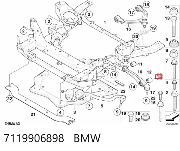 Болт переднего рычага 7119906898 BMW