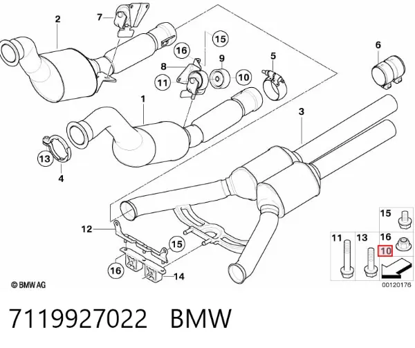Гайка крепления приемной трубы глушителя (штанов) 7119927022 BMW