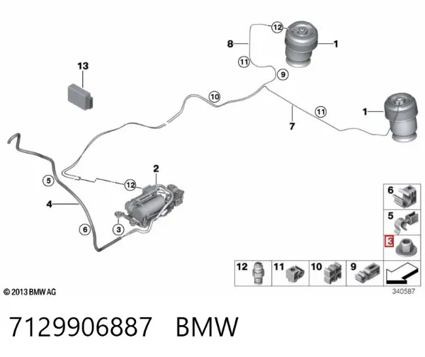 Гайка крепления приемной трубы глушителя (штанов) 7129906887 BMW