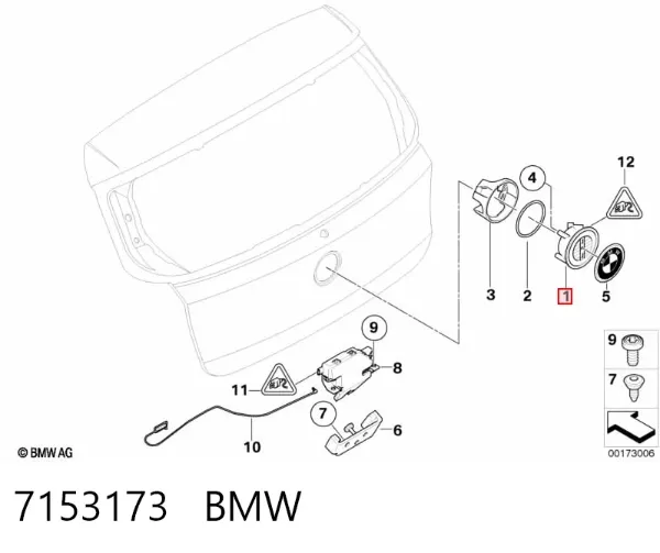 Ручка крышки багажника (двери 3/5-й задней) наружная 7153173 BMW