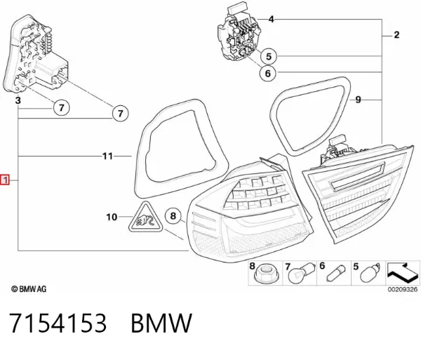 Фонарь задний левый внешний 7154153 BMW
