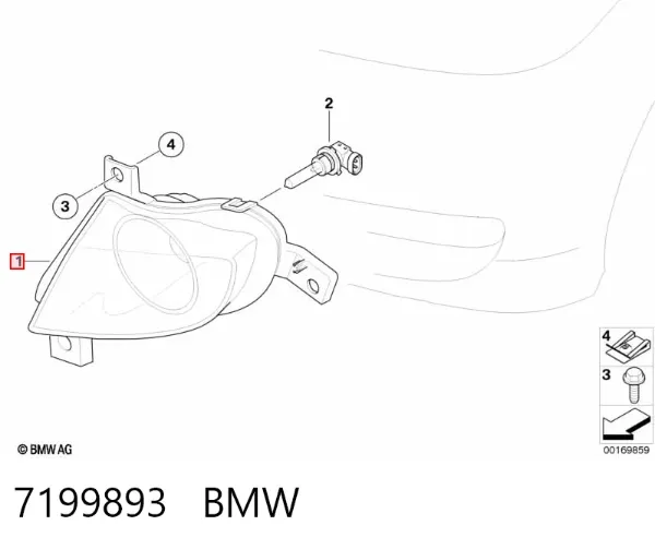 Фара противотуманная левая 7199893 BMW