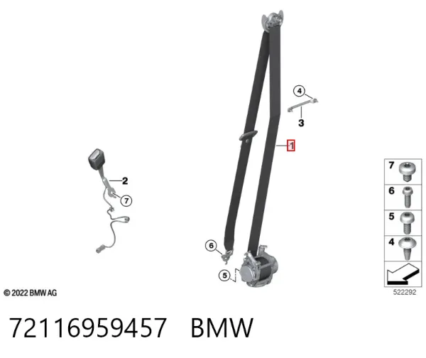 Левый ремень безопасности 72116959457 BMW