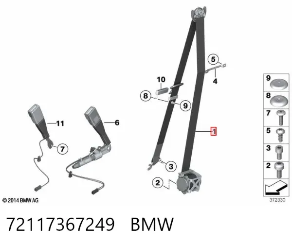 Левый ремень безопасности 72117367249 BMW