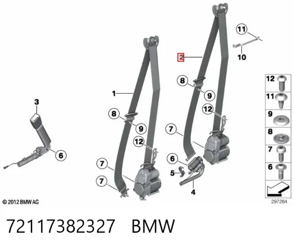 Левый ремень безопасности 72117382327 BMW