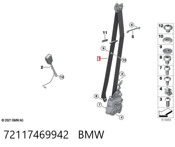 Левый ремень безопасности 72117469942 BMW
