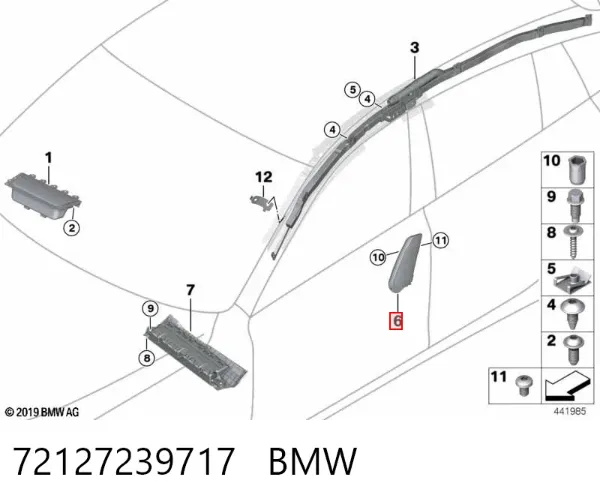 Подушка безопасности (AIRBAG) спинки сиденья левого 72127239717 BMW