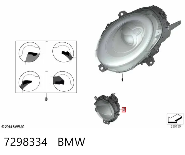 Фара дневного света правая 7298334 BMW