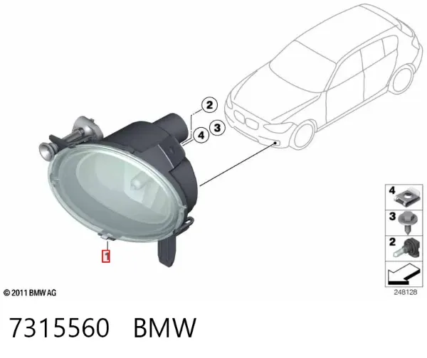 Фара противотуманная правая 7315560 BMW