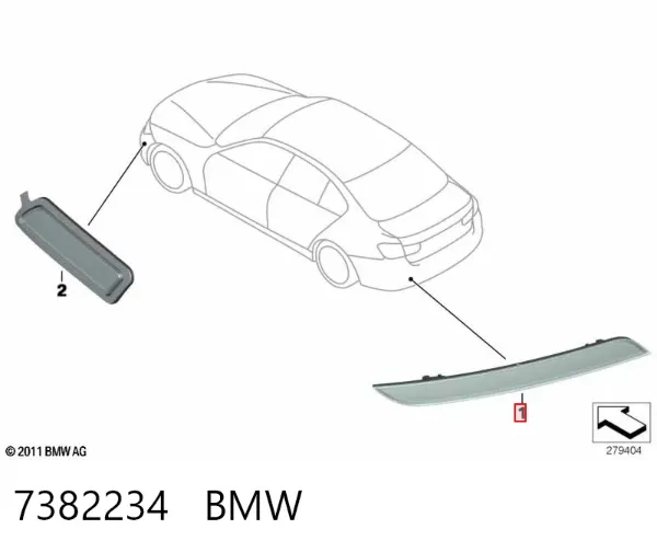 Правый катафот заднего бампера 7382234 BMW