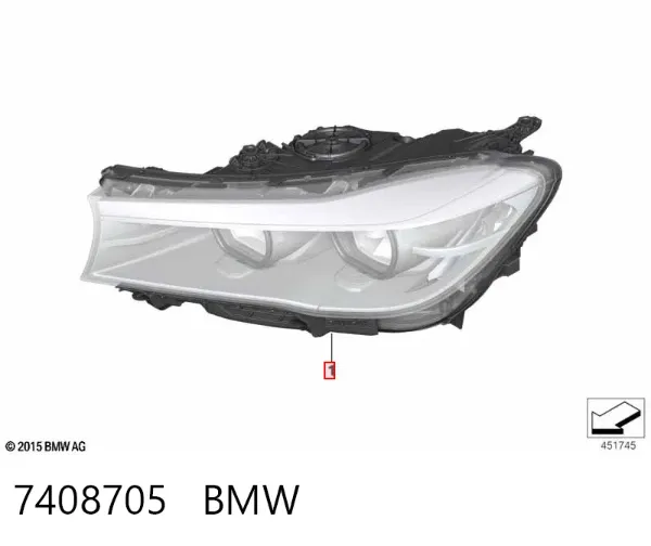 Левая фара 7408705 BMW