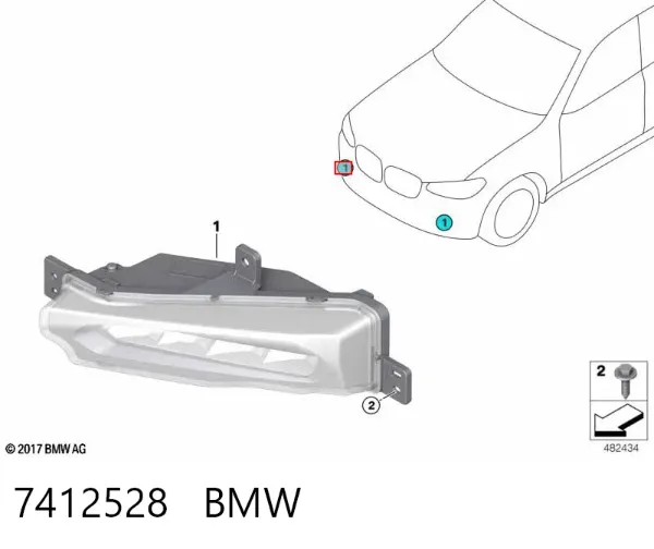 Фара противотуманная правая 7412528 BMW