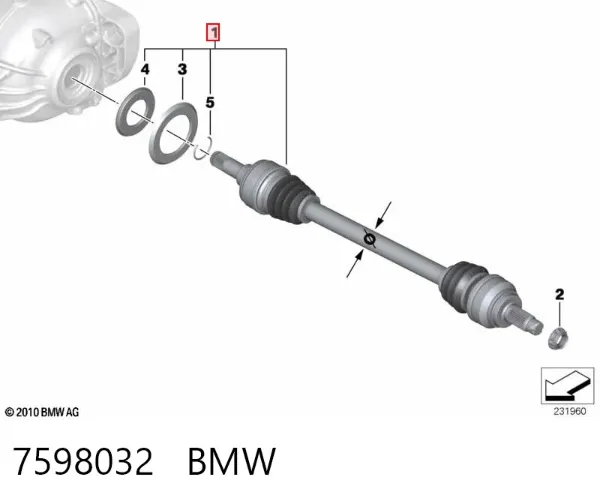 Полуось задняя правая 7598032 BMW