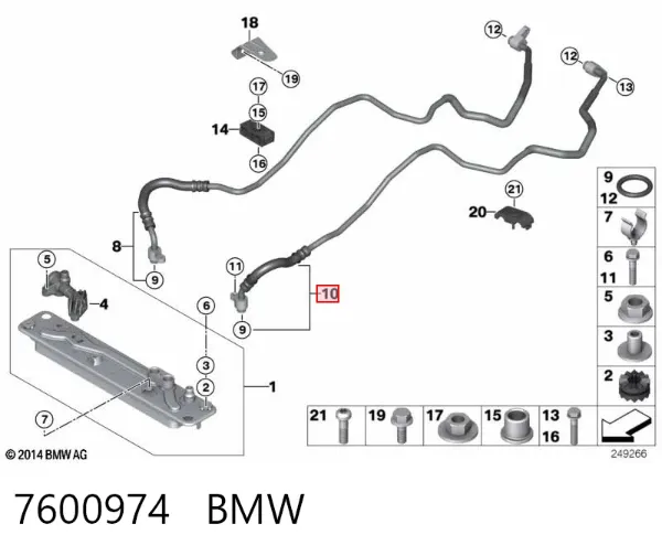 Шланг масляного радиатора низкого давления 7600974 BMW