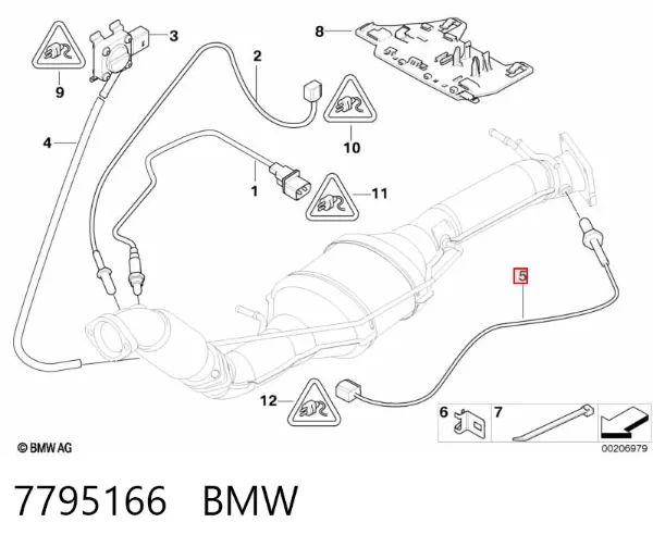 Датчик температуры отработавших газов (ОГ), до катализатора 7795166 BMW