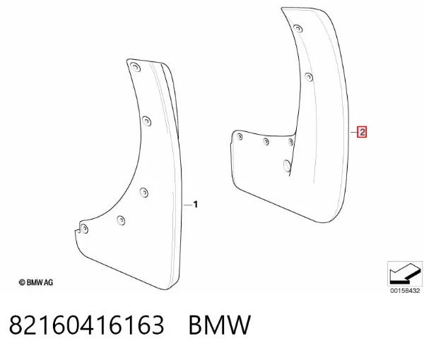 Задние брызговики 82160416163 BMW