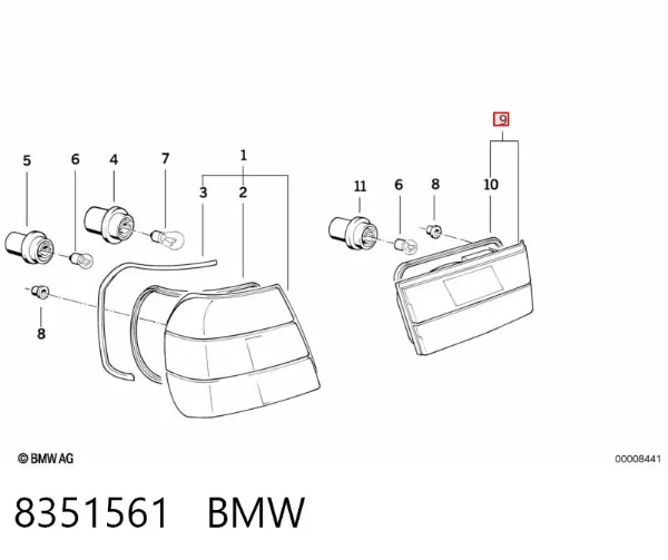 Фонарь задний левый внутренний 8351561 BMW