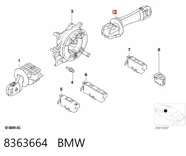 Правый подрулевой переключатель 8363664 BMW
