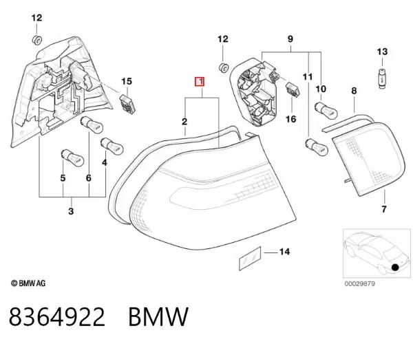 Фонарь задний правый внешний 8364922 BMW