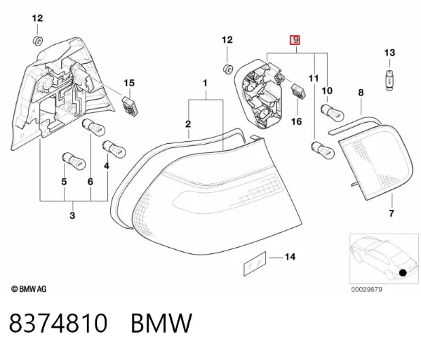 Плата заднего фонаря контактная 8374810 BMW