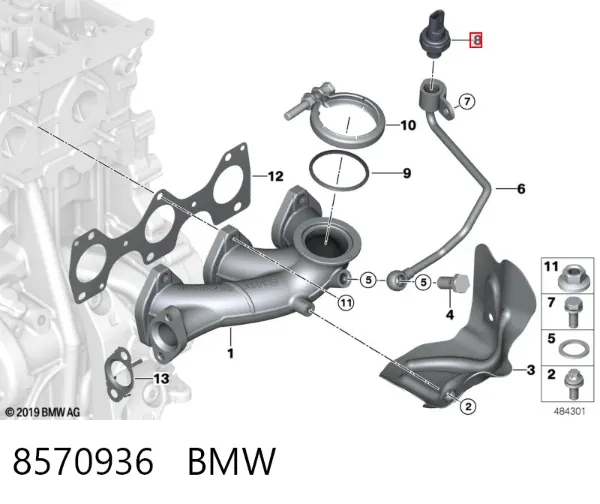 Датчик давления выхлопных газов 8570936 BMW