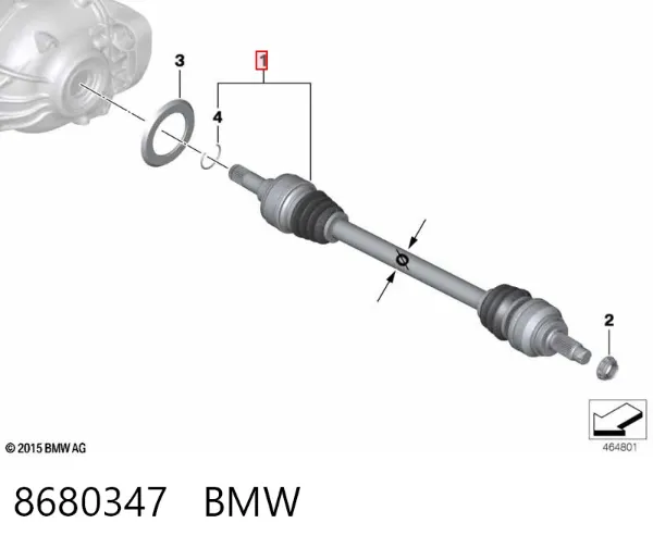 Полуось задняя левая 8680347 BMW