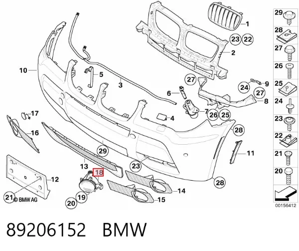 Фара противотуманная левая 89206152 BMW