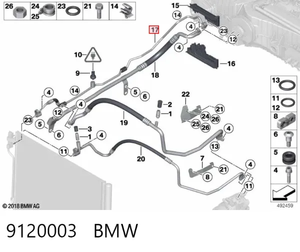 Шланг кондиционера, от радиатора к испарителю 9120003 BMW