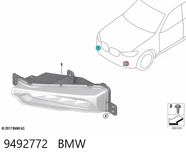 Фара противотуманная правая 9492772 BMW