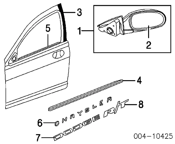 Левое боковое зеркало 4805311AD Chrysler