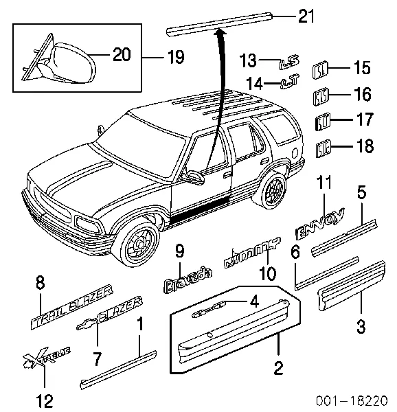Правое зеркало 15151118 General Motors