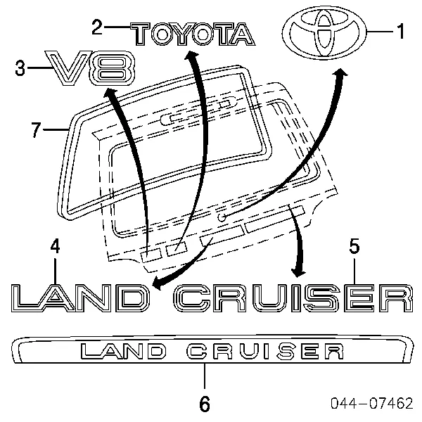Эмблема крышки багажника Toyota Land Cruiser 100