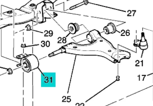 Сайлентблок переднего рычага 15897963 General Motors