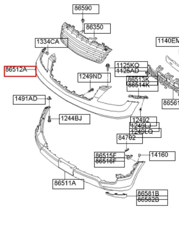 Бампер передний, верхняя часть 865122J010 Hyundai/Kia