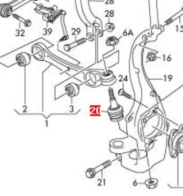 Нижняя шаровая опора 8K0407689F VAG