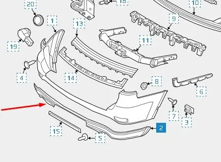 Нижняя часть заднего бампера 68078315AB Chrysler