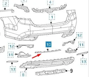 Молдинг бампера заднего 68175229AC Chrysler