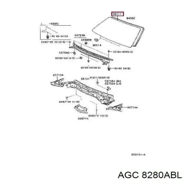 Лобовое стекло 8280ABL AGC