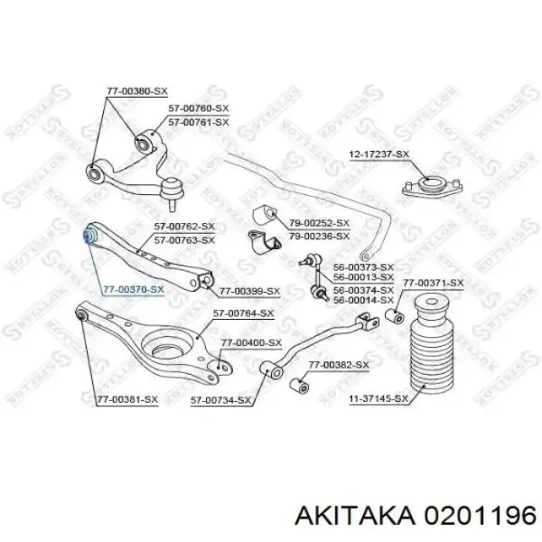 Сайлентблок заднего поперечного рычага внутренний 0201196 Akitaka