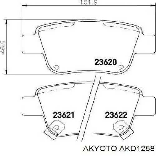 Задние тормозные колодки AKD1258 Akyoto